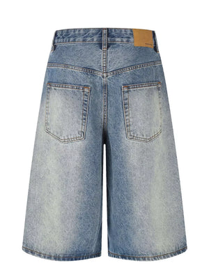 Men's Vintage Wash Wide Leg Denim Capris, close-up detail