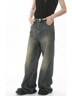 Men S Full Size Vintage Wash Wide Leg in Gray, alternate angle