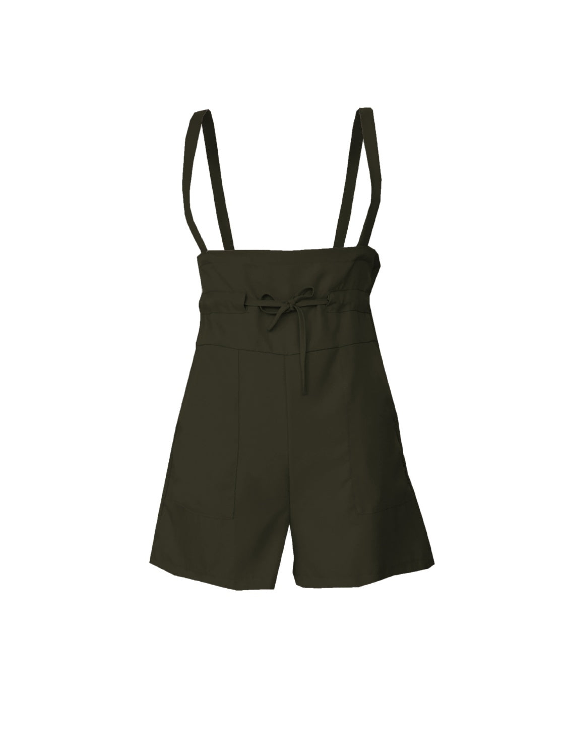 Moss high-waisted drawstring suspender shorts with pockets