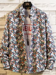 Men's Plus Size Printed Button Up Shirt, model styling view