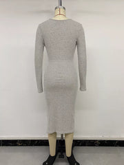 Twist-front Ruched Midi Dress With Slit
