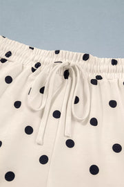 White polka dot bikini bottoms with drawstring waist