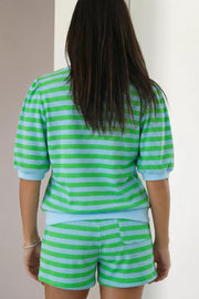 Puff Sleeve Colorblock Two-piece Set