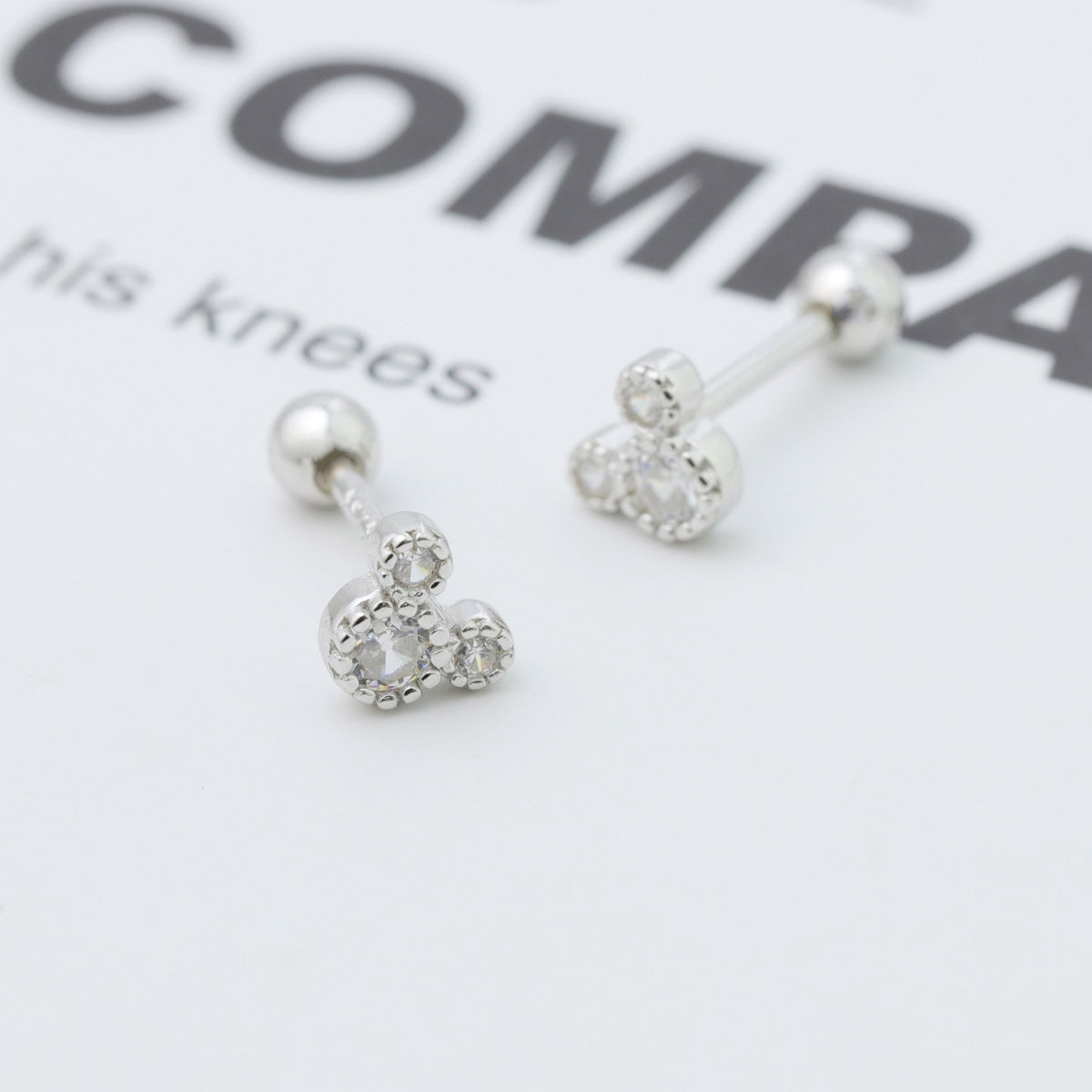 Sterling silver Mickey Mouse stud earrings with dazzling stones