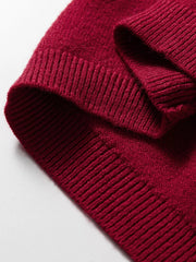 Burgundy crew neck cap sleeve sweater with ribbed details