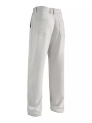 Men's light gray sweatpants with back pockets and elastic waistband.