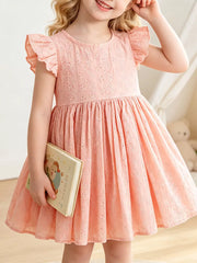 Children's Eyelet Flutter Sleeve Dress, front view