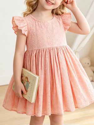 Children's Eyelet Flutter Sleeve Dress, front view
