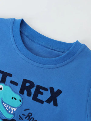Children's Dinosaur Embroidered Short Sleeve Tee, side view