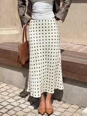 Polka Dot Midi Skirt in Orange-red, model styling view