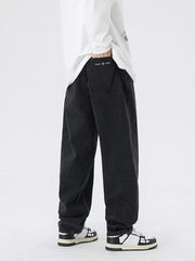 Men S Vintage Wash Relaxed Fit Jeans in Black, fabric detail