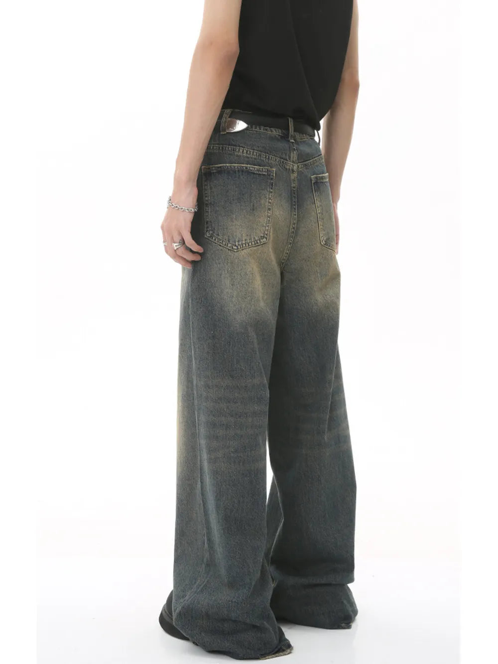 Men S Full Size Vintage Wash Wide Leg in Gray, product detail