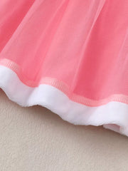 Pink tulle baby set with fluffy white trim detail