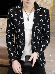 Crescent Moon Print Men's Blazer