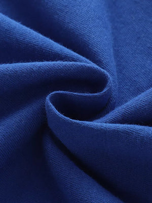 Toddler blue cotton blend tee and shorts set fabric detail