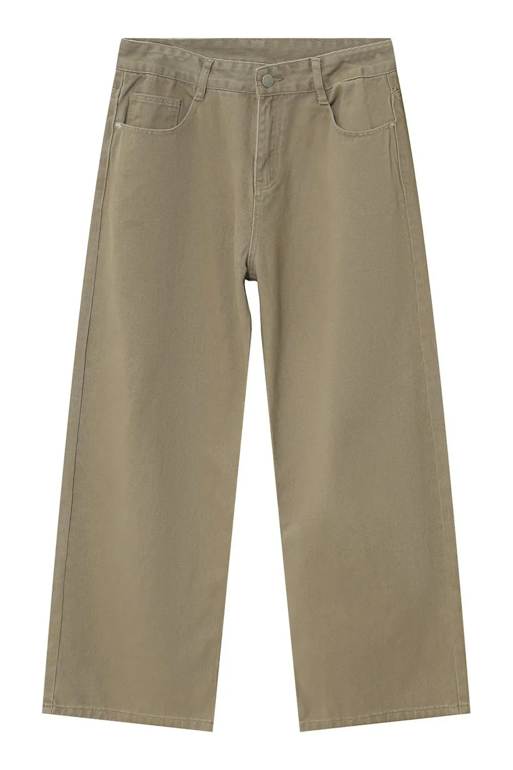 Khaki wide-leg denim jeans with a basic utility style.
