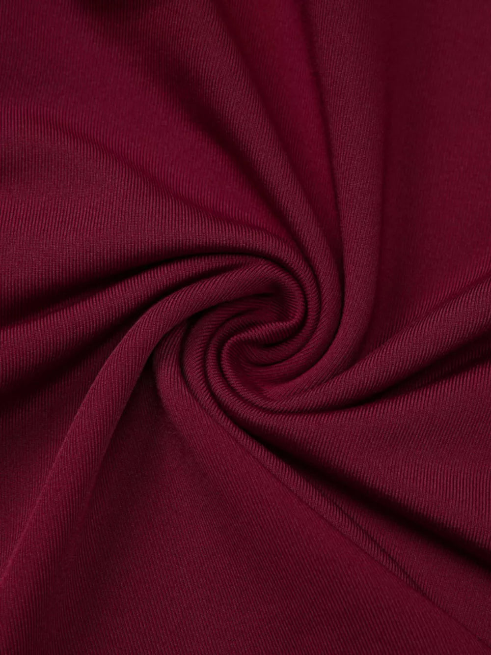 Wine red ribbed tie-front t-shirt fabric detail