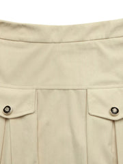 High Waist Pleated Midi Skirt in Khaki, view 11