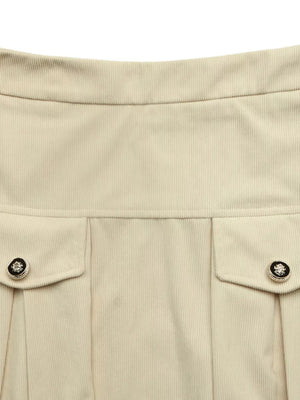 High Waist Pleated Midi Skirt in Khaki, view 11