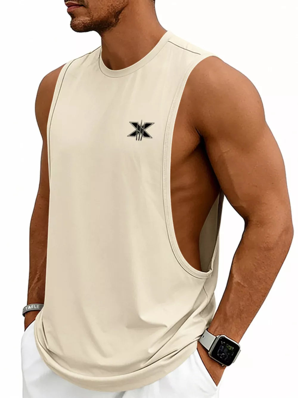 Men's Full Size Round Neck Tank Plus Size in Sage, alternate angle