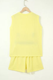 Ribbed Knit Tank And Shorts Set, back view