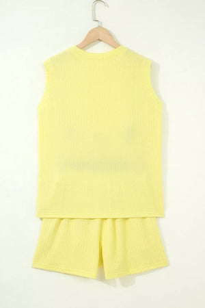 Ribbed Knit Tank And Shorts Set, back view