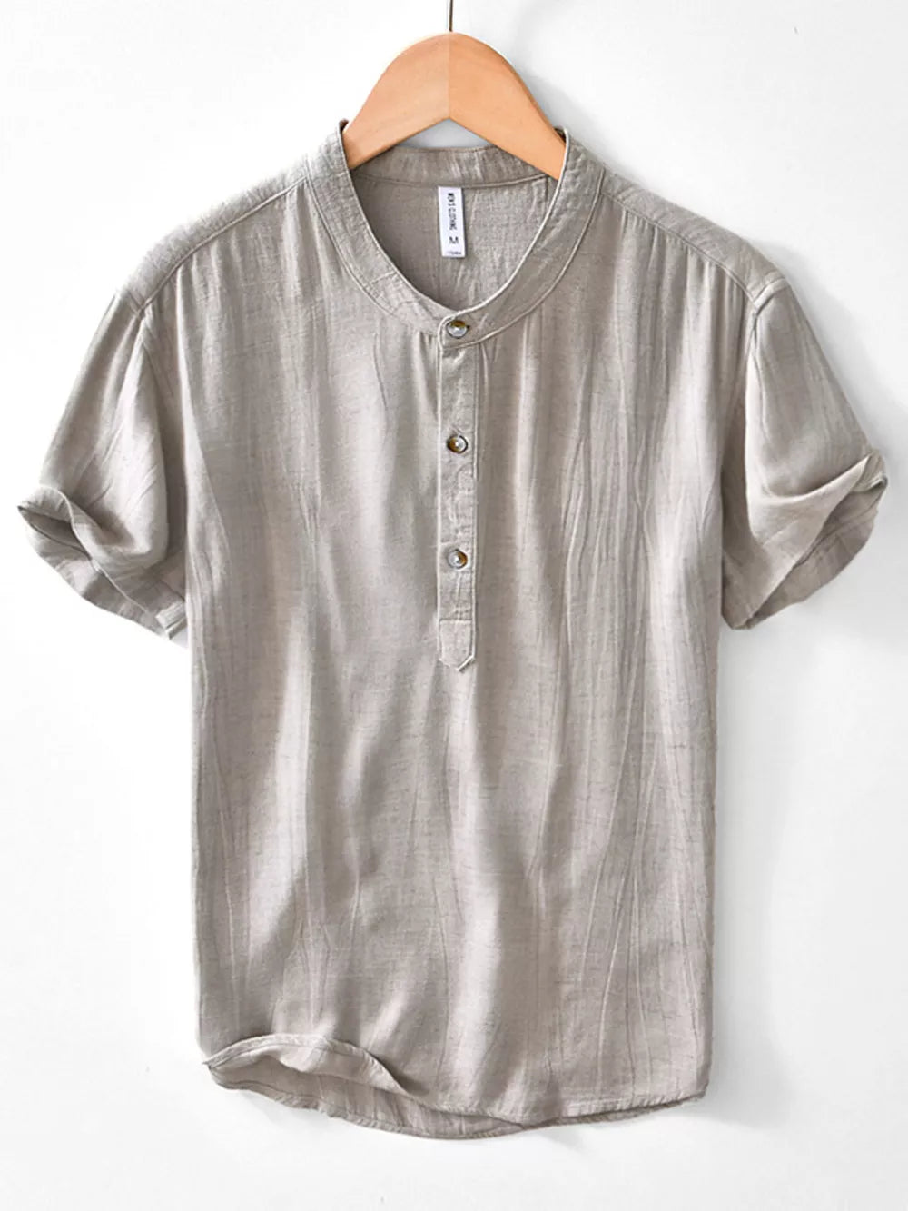 Men's Plus Size Button Detail Short Sleeve Shirt, model styling view