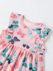 Children S Butterfly Print Ruffle Sleeve Dress, side view