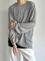 Men's Plus Size Heathered Long-sleeve T-shirt in Black, side view