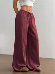 Wide-leg Drawstring Cotton Pants, product detail