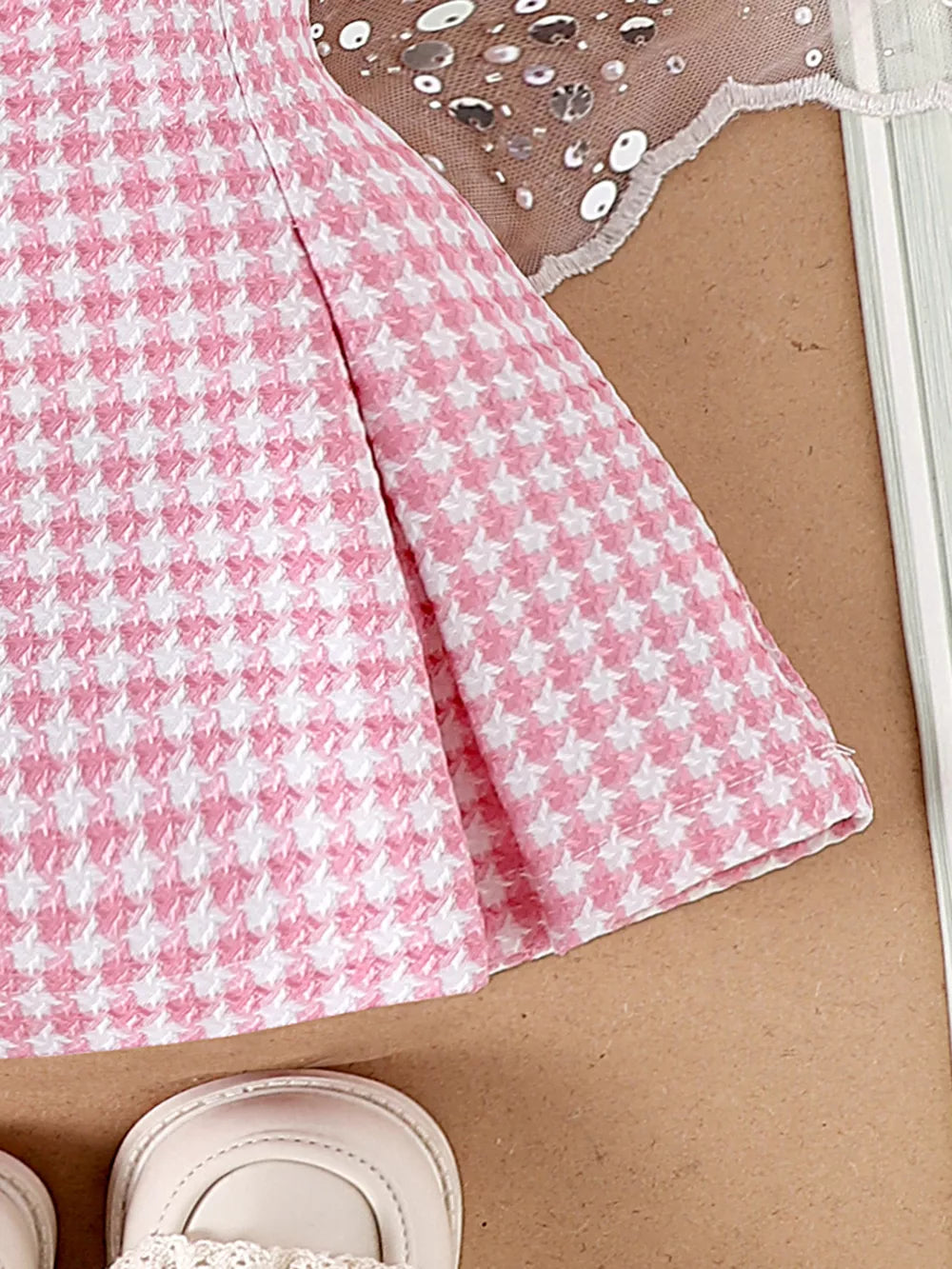 Children's Heart Short Sleeve Top And Skirt Set in Pink, back view