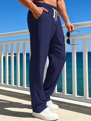 Men's Casual Striped Drawstring Pants Plus Size, side view