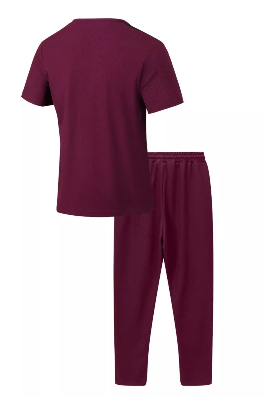 Men's Full Size Lace-up Front Top And Pants Set, fit detail