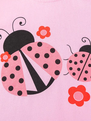 Pink baby top with ladybug and flower graphic print