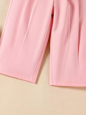 Pink baby outfit pants with pleated detail and wide leg