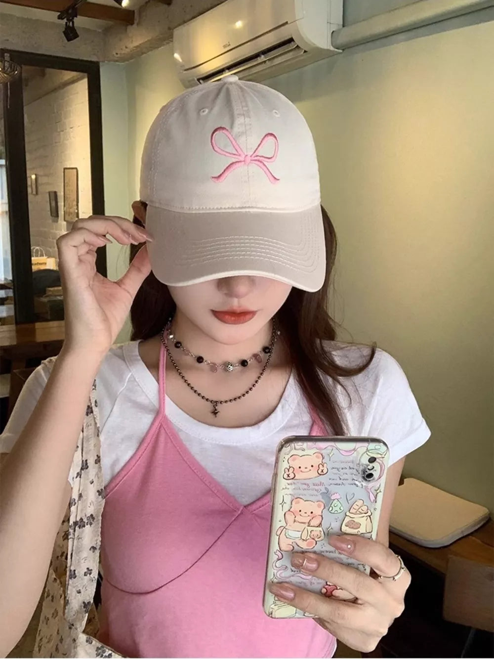 Charming Embroidered Bow Hat