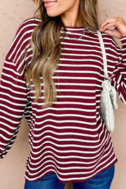 Stripe Drop Shoulder Long Sleeve Top, back view