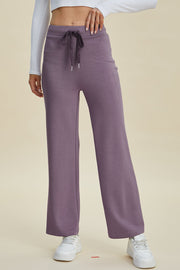 Wide leg lounge pants in Moonlit Mauve with drawstring waist