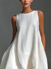 Elegant high-low hem dress in white or yellow, asymmetrical cut.
