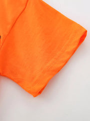 Orange cotton toddler t-shirt sleeve with bird graphic detail