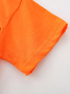 Orange cotton toddler t-shirt sleeve with bird graphic detail