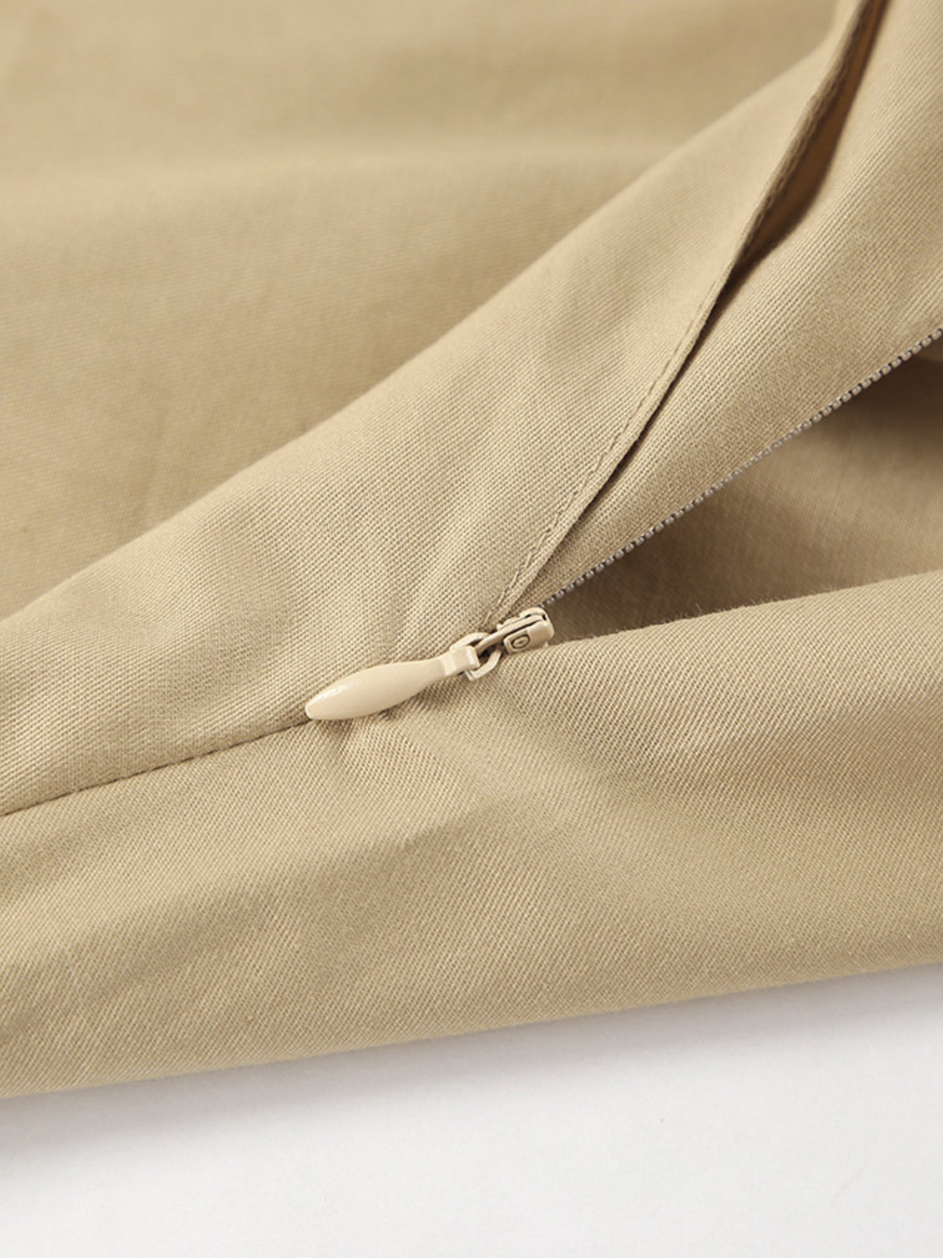 Tan cotton A-line skirt with side zipper detail