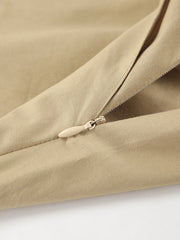 Tan cotton A-line skirt with side zipper detail