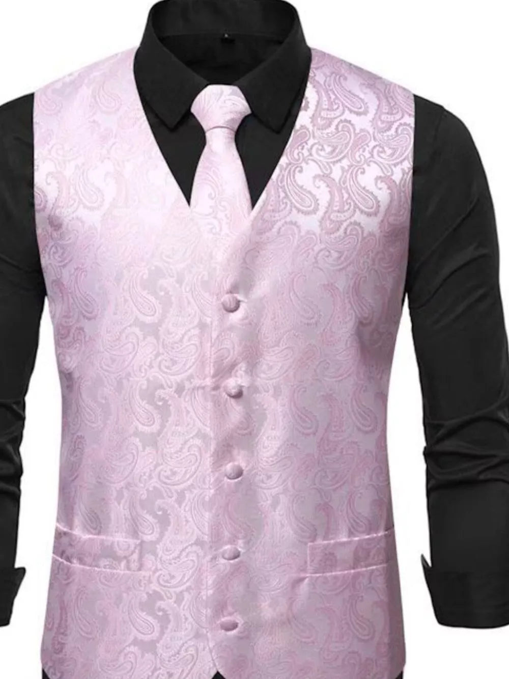 Men's Full Size Paisley Print Button Up Vest, editorial view