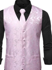 Men's Full Size Paisley Print Button Up Vest, editorial view