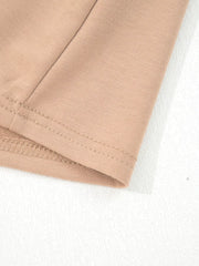 Braided puff sleeve dress in khaki with visible stitching detail