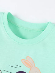Children's Animal Race Round Neck Tee And Shorts Set, close-up detail