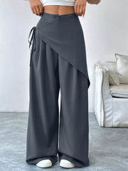High-waisted Wrap Detail Wide-leg Pants