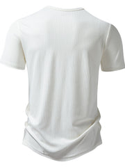 Men's white ribbed short sleeve t-shirt with crew neck