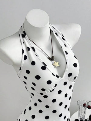 Polka Dot Halter Neck Romper, side view